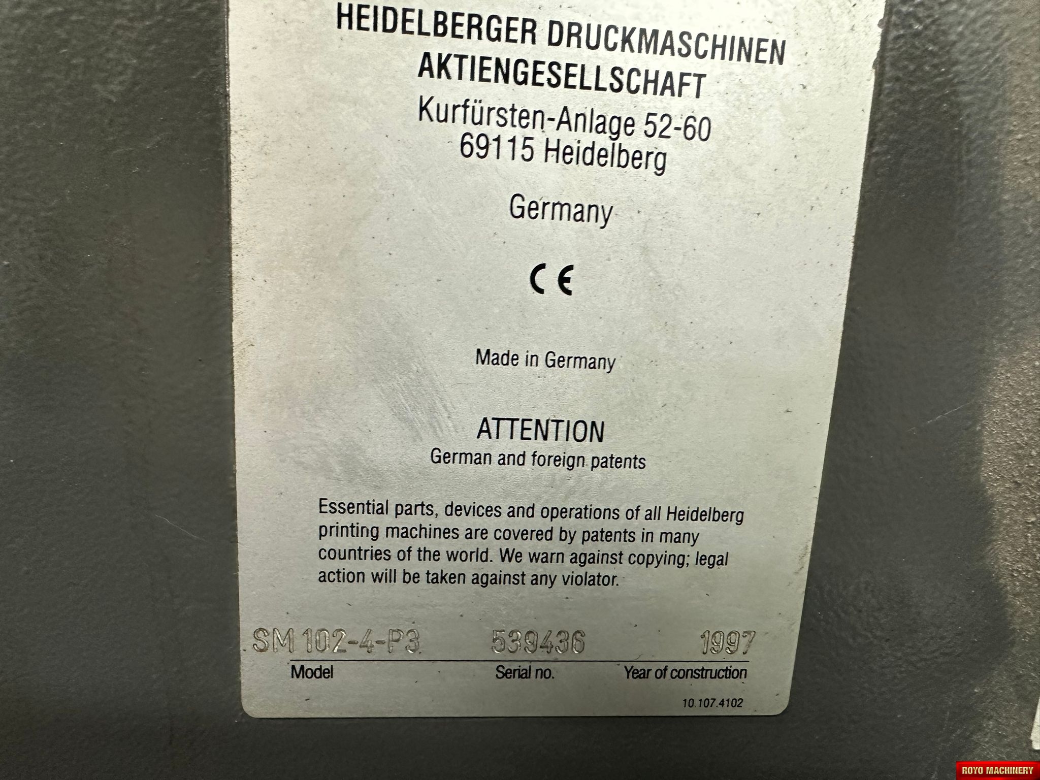 Heidelberg Speedmaster SM 102-4